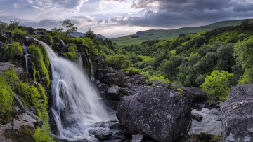 Картинка природа водопады луп финтри штирлингшире шотландия горы холмы