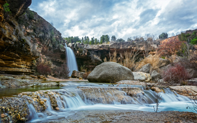 Обои картинки фото природа, водопады, камни, скалы, hdr, spain, stones