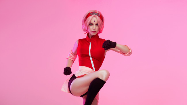 Обои картинки фото девушки, - креатив,  косплей, sakura, haruno, naruto, cosplay, девушка