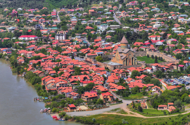 Обои картинки фото мцхета,  грузия, города, - панорамы, вид, сверху