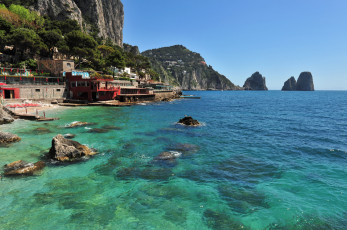 Картинка marina piccola capri природа побережье моры горы скалы набережная остров капри