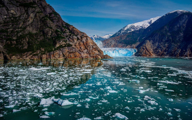 Обои картинки фото glacier, bay, national, park, alaska, природа, айсберги, ледники, ледник, глейшер, бей, горы, аляска, лёд