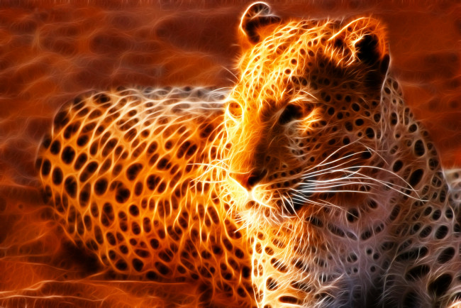 Обои картинки фото 3д, графика, animals, животные, леопард