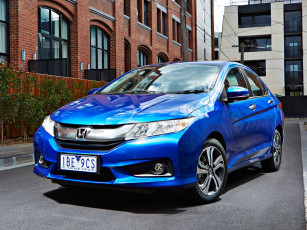 обоя автомобили, honda, city, au-spec, 2014, синий