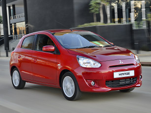 Картинка автомобили mitsubishi za-spec mirage красный 2014г