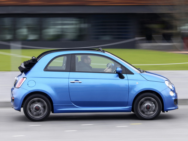 Обои картинки фото автомобили, fiat, 2013г, au-spec, cabrio, 500s, синий