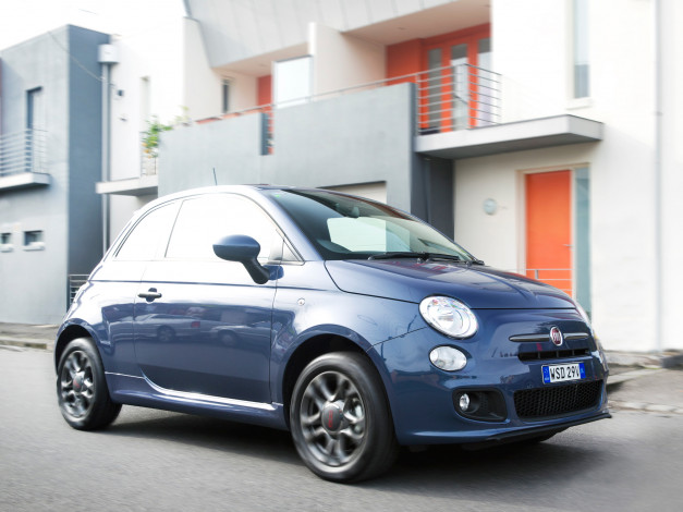 Обои картинки фото автомобили, fiat, 500s, 2013г, au-spec, синий