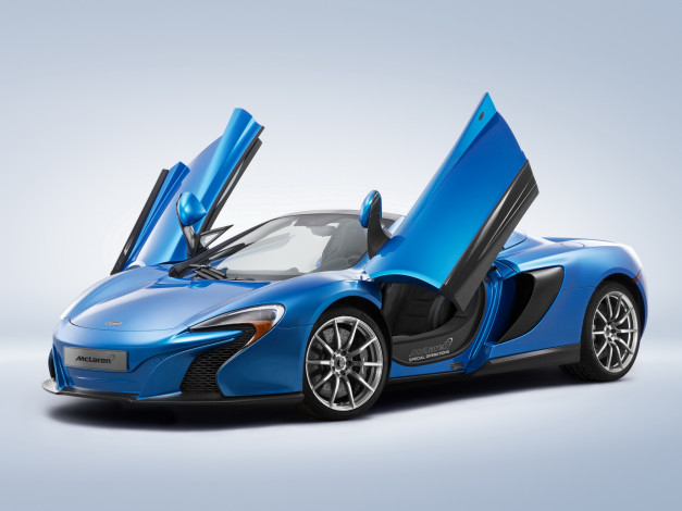 Обои картинки фото автомобили, mclaren, us-spec, spyder, mso, 650s, 2014г, синий