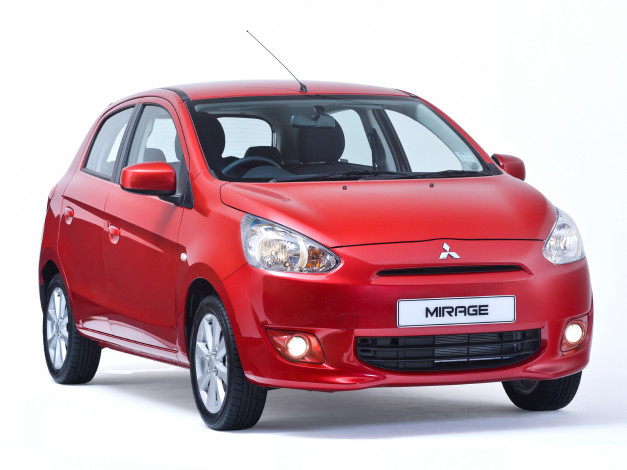 Обои картинки фото автомобили, mitsubishi, красный, 2014г, za-spec, mirage