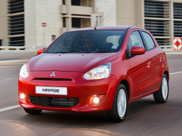 Обои картинки фото автомобили, mitsubishi, красный, 2014г, za-spec, mirage