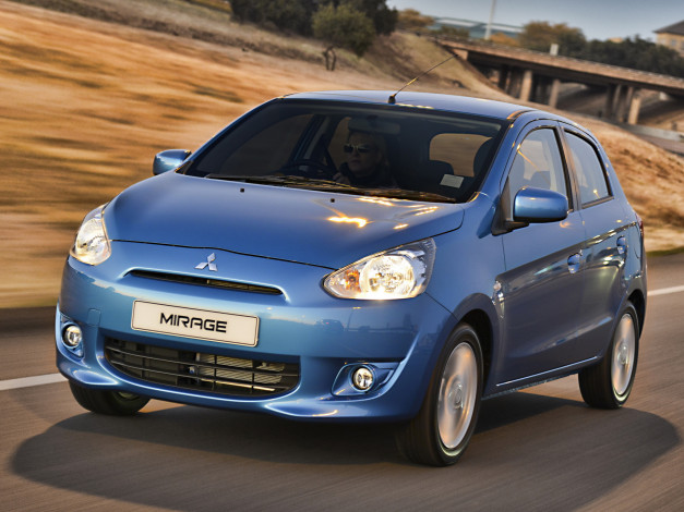 Обои картинки фото автомобили, mitsubishi, синий, 2014г, za-spec, mirage