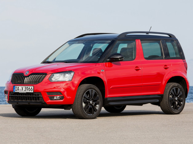 Обои картинки фото автомобили, skoda, yeti, monte, carlo, 2014г, красный