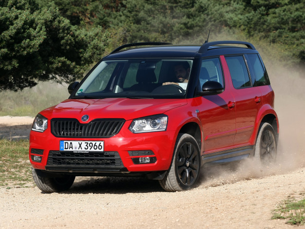 Обои картинки фото автомобили, skoda, yeti, monte, carlo, 2014г, красный