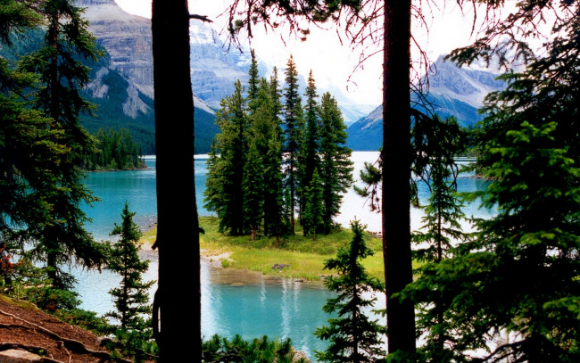 Обои картинки фото spirit, island, maligne, lake, природа, реки, озера