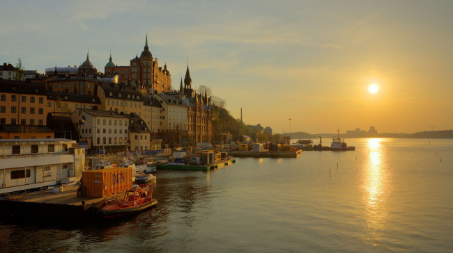 Обои картинки фото stockholm, sweden, города, стокгольм, швеция, причал