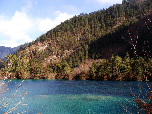 Обои картинки фото китай, jiuzhaigou, valley, природа, реки, озера, горы, озеро, лес