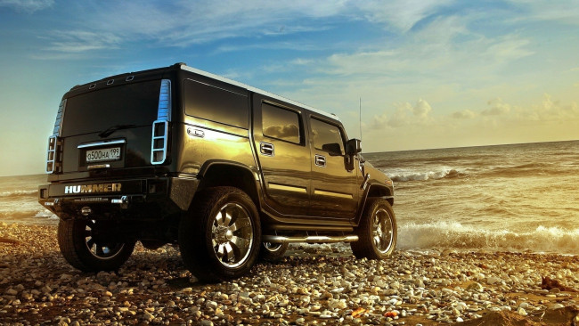 Обои картинки фото hummer, автомобили, хаммер, внедорожник, побережье