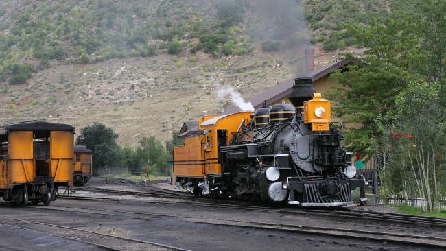 Обои картинки фото техника, паровозы, вагон, железнодорожный, переезд, паровоз