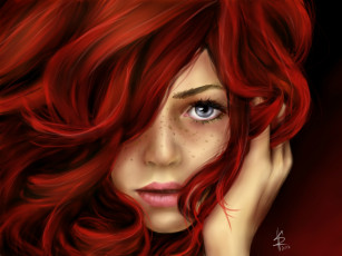 Картинка рисованные люди волосы рыжая