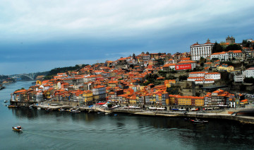 обоя porto, portugal, города, панорамы, дома, побережье, море
