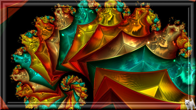 Обои картинки фото 3д, графика, fractal, фракталы, фон, узор, щенок, цвета