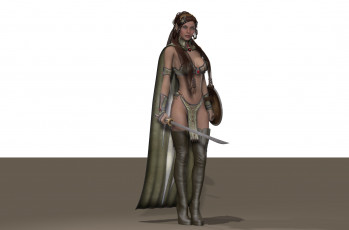 Картинка 3д+графика фантазия+ fantasy оружие взгляд фон девушка