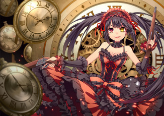 обоя аниме, date a live, девушка, взгляд, фон