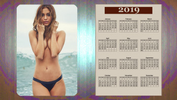 обоя календари, девушки, взгляд, вода