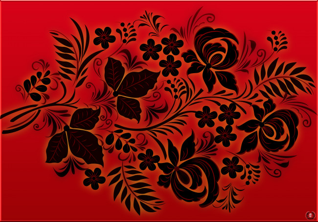 Обои картинки фото векторная графика, цветы , flowers, madeinkipish, хохлома, фон, стиль, Черный, красный