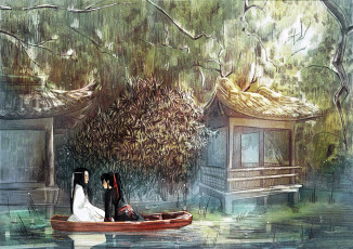 Картинка аниме mo+dao+zu+shi лань ванцзи вэй усянь лодка постройки
