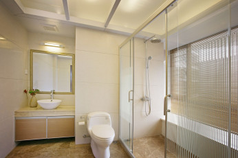 Картинка интерьер ванная туалетная комнаты душевая зеркало