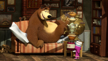 Картинка мультфильмы маша медведь самовар