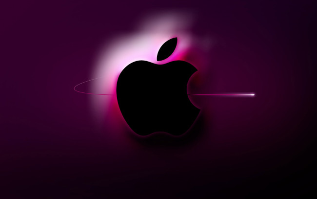 Обои картинки фото компьютеры, apple, розовый, темный, яблоко