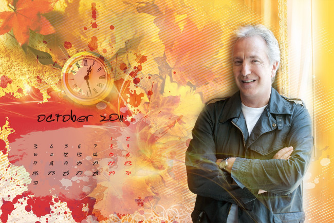 Обои картинки фото календари, знаменитости, октябрь, актер, алан, рикман