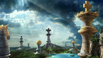 Картинка 3д графика fantasy фантазия мир шахматный