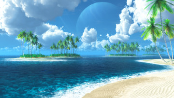 Картинка 3д графика nature landscape природа песок пальмы