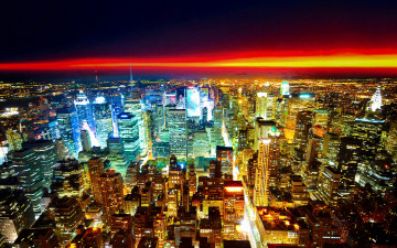 Картинка рассвет над городом города нью йорк сша горизонт город