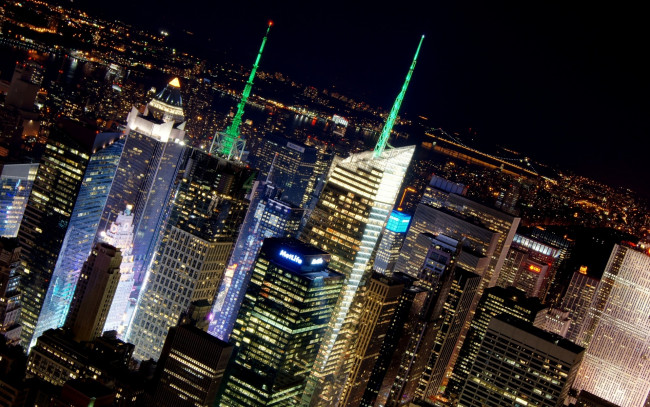 Обои картинки фото new, york, city, usa, города, нью, йорк, сша, огни, ночь