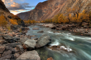 Картинка природа реки озера октябрь река алтай осень