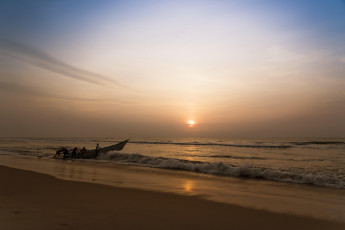 Картинка природа восходы закаты море лодка закат