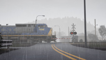 обоя видео игры, train sim world 2, поезд, железная, дорога, переезд, дождь