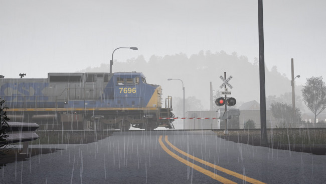 Обои картинки фото видео игры, train sim world 2, поезд, железная, дорога, переезд, дождь