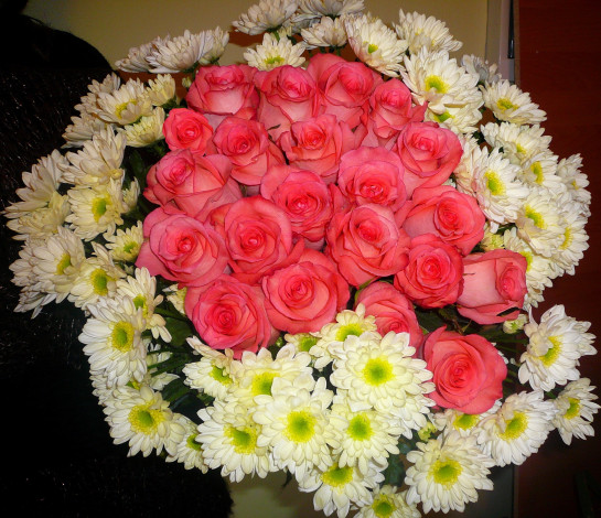 Обои картинки фото цветы, букеты, композиции, розы, хризантемы