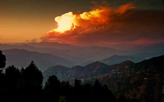 Обои картинки фото dalhousie, india, природа, горы, закат, пейзаж