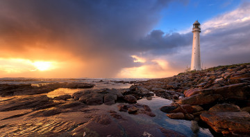 Картинка природа маяки закат море