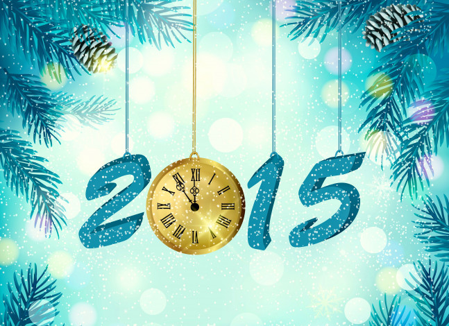Обои картинки фото праздничные, векторная графика , новый год, new, year, happy, снежинки, 2015, шары, новый, год