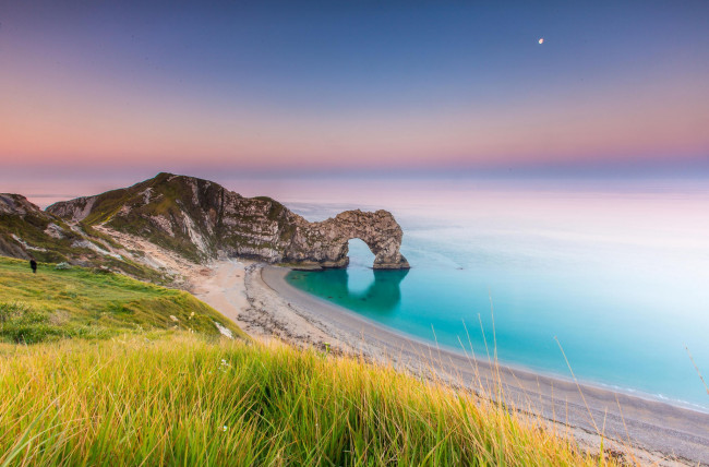 Обои картинки фото природа, побережье, арка, скалы, рассвет