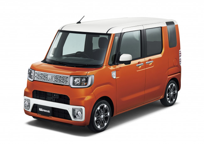 Обои картинки фото автомобили, daihatsu, оранжевый, 2014г, wake
