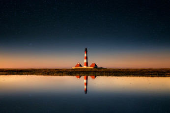 Картинка природа маяки отражение звёзды небо маяк