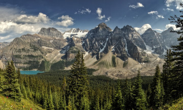 Картинка природа горы морейн долина десяти пиков национальный парк банф альберта канада озеро лес